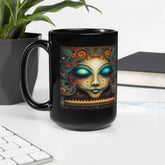 Vintage Visions Black Glossy Mug side view.